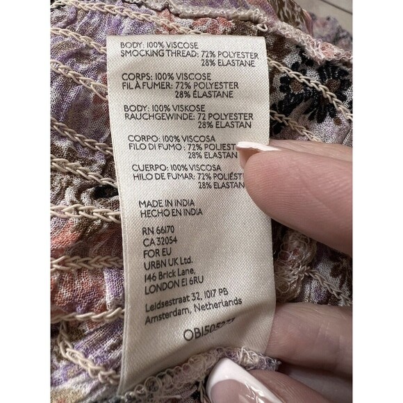 Free People Back on Top Crop Smocked Shirt Blouse Puff Sleeve Size M NWT - Picture 6 of 12